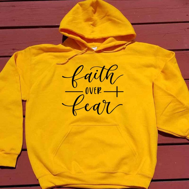 Cotton Grunge Crewneck Faith over Fear Christian Hoodie
