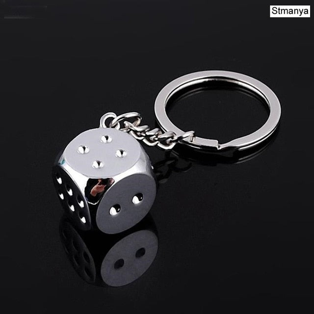New Dice Key Chain Metal Personality Dice Poker Soccer Guitar  Model Alloy Keychain Gift Car Key Ring 17045