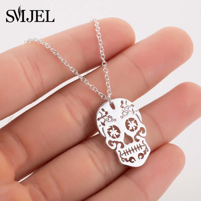 Vintage Skeleton Skull Pendant Necklacee