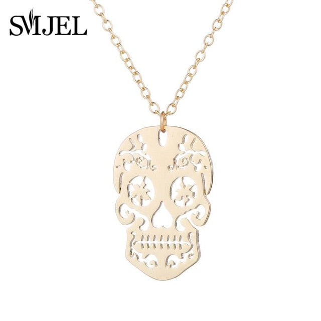 Vintage Skeleton Skull Pendant Necklacee
