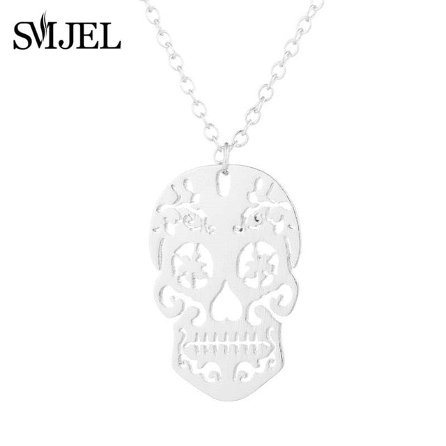 Vintage Skeleton Skull Pendant Necklacee