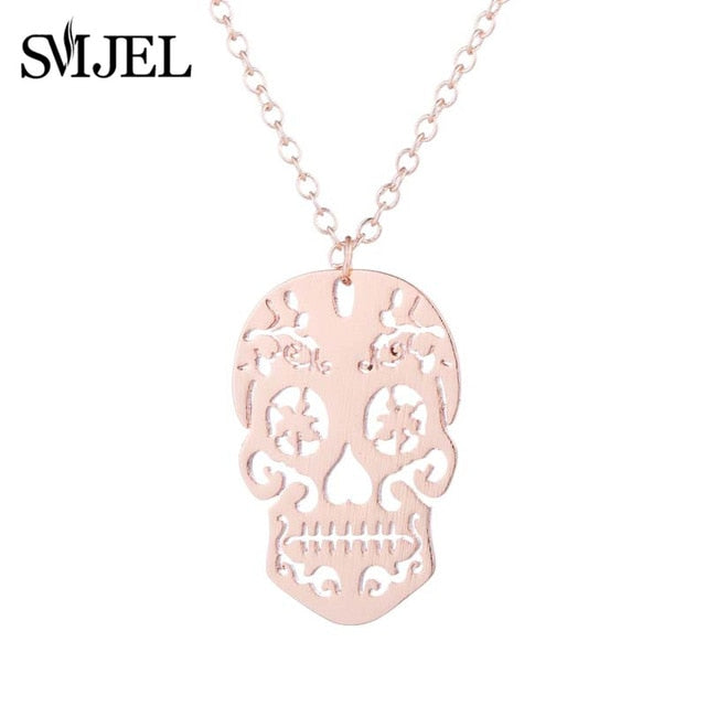 Vintage Skeleton Skull Pendant Necklacee