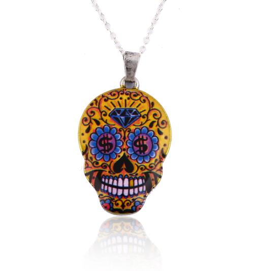 Vintage Skeleton Skull Pendant Necklacee