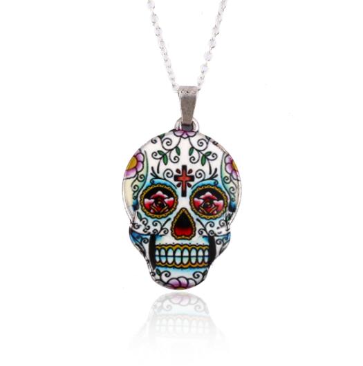 Vintage Skeleton Skull Pendant Necklacee