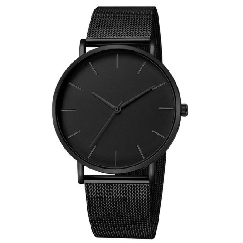 Minimalist Fashion Ultra Thin Watches Simple Business Stainless Steel Mesh Quartz Watch