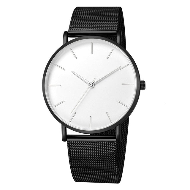 Minimalist Fashion Ultra Thin Watches Simple Business Stainless Steel Mesh Quartz Watch