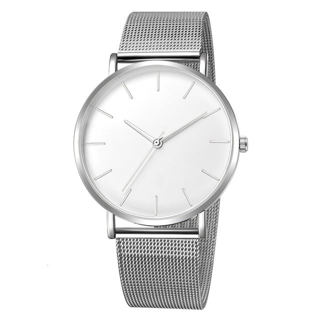 Minimalist Fashion Ultra Thin Watches Simple Business Stainless Steel Mesh Quartz Watch