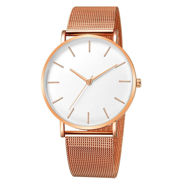 Minimalist Fashion Ultra Thin Watches Simple Business Stainless Steel Mesh Quartz Watch