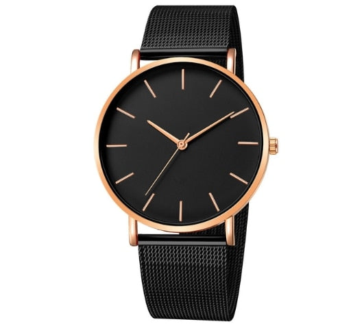 Minimalist Fashion Ultra Thin Watches Simple Business Stainless Steel Mesh Quartz Watch