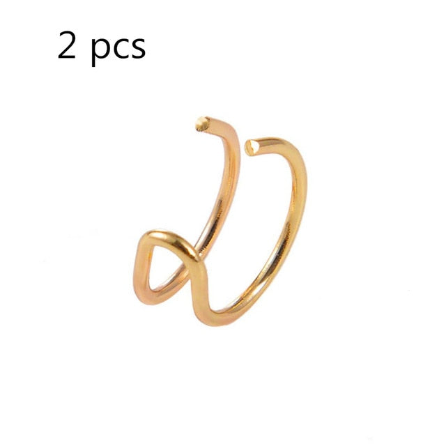 5Pcs/Set Ear Cuff Gold Leaves Non-Piercing Ear Clips