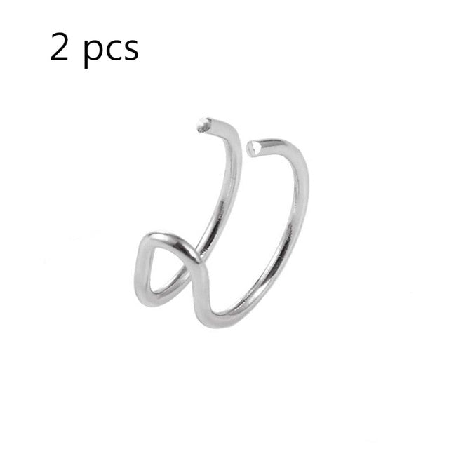 5Pcs/Set Ear Cuff Gold Leaves Non-Piercing Ear Clips