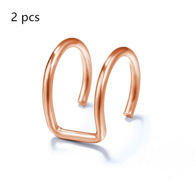5Pcs/Set Ear Cuff Gold Leaves Non-Piercing Ear Clips