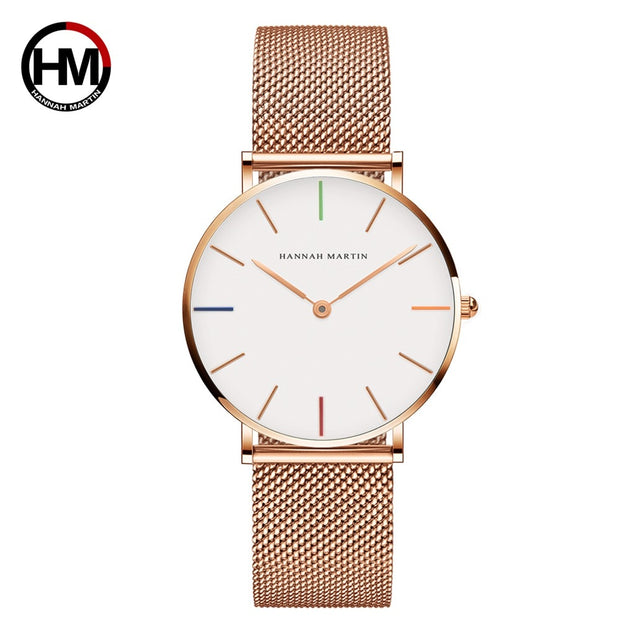 Quartz Movement 36mm  Stainless Steel Mesh Rose Gold Watch