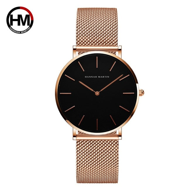 Quartz Movement 36mm  Stainless Steel Mesh Rose Gold Watch