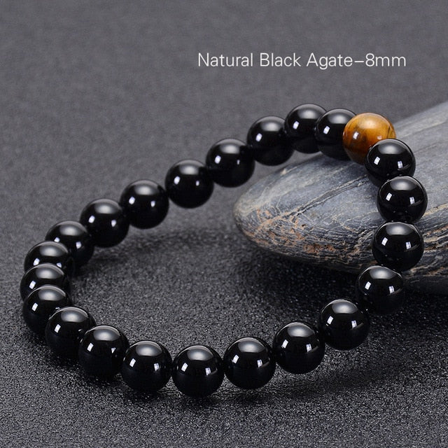 Natural Black Onyx with Tiger eye Stone Beads