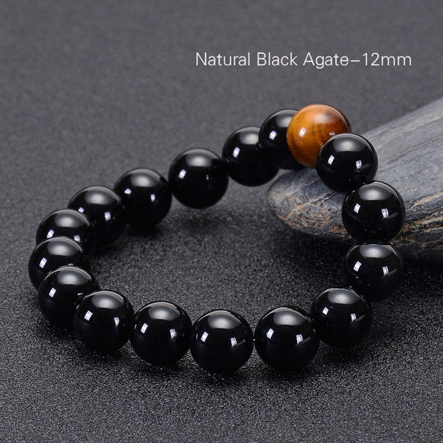 Natural Black Onyx with Tiger eye Stone Beads