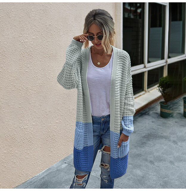 Long Sweater Cardigan Women Casual Long Sleeve Knitted Cardigans Tops Warm Autumn Winter Green Womans Clothes Fall 2020 Fashion