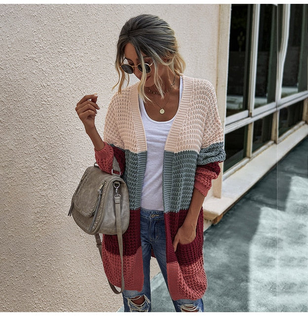 Long Sweater Cardigan Women Casual Long Sleeve Knitted Cardigans Tops Warm Autumn Winter Green Womans Clothes Fall 2020 Fashion