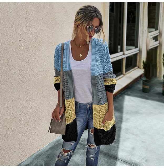 Long Sweater Cardigan Women Casual Long Sleeve Knitted Cardigans Tops Warm Autumn Winter Green Womans Clothes Fall 2020 Fashion