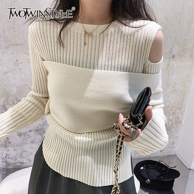 Patchwork Striped O-Neck Long Sleeve Pullover Sweater
