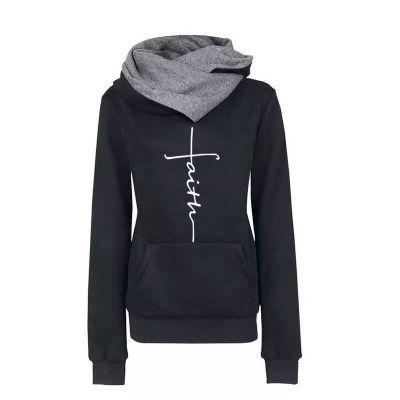 Faith Embroidered Sweatshirt Long Sleeve Pullover Hoodie