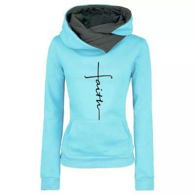 Faith Embroidered Sweatshirt Long Sleeve Pullover Hoodie
