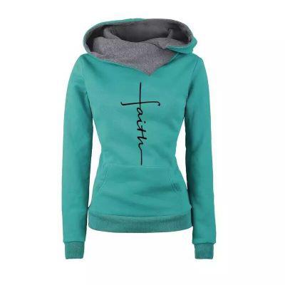 Faith Embroidered Sweatshirt Long Sleeve Pullover Hoodie