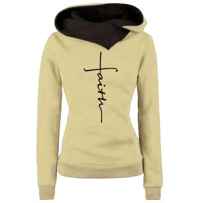 Faith Embroidered Sweatshirt Long Sleeve Pullover Hoodie