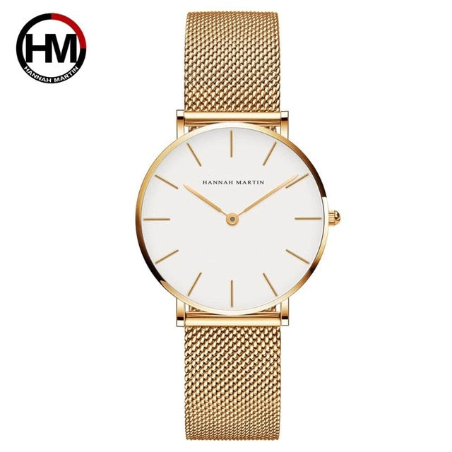 Quartz Movement 36mm  Stainless Steel Mesh Rose Gold Watch