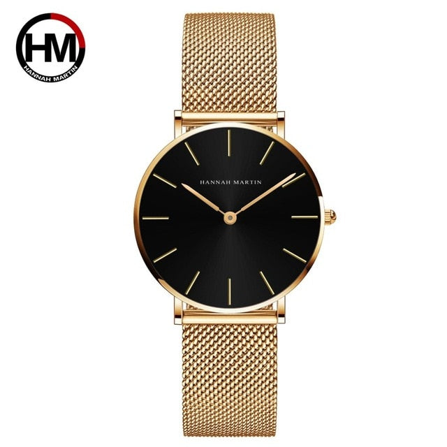 Quartz Movement 36mm  Stainless Steel Mesh Rose Gold Watch