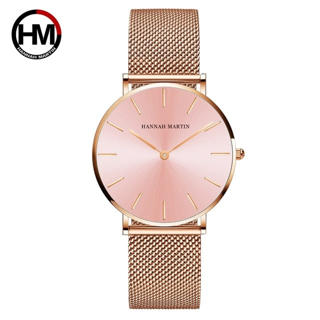 Quartz Movement 36mm  Stainless Steel Mesh Rose Gold Watch