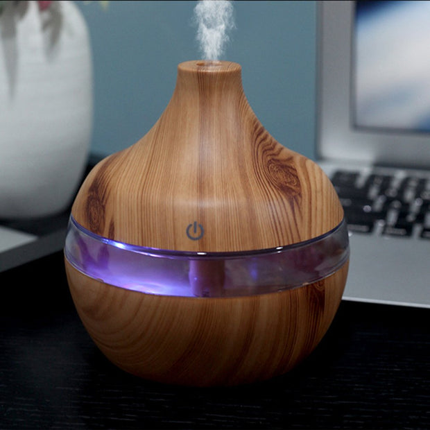 Wood Grain Essential Oil Aromatherapy Diffuser USB Charging With Soothing LED Night Light