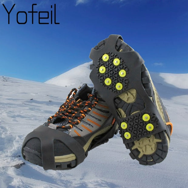 10 Studs Anti-Skid Snow Ice Thermo Climbing Cleats Over Shoe Covers Crampons