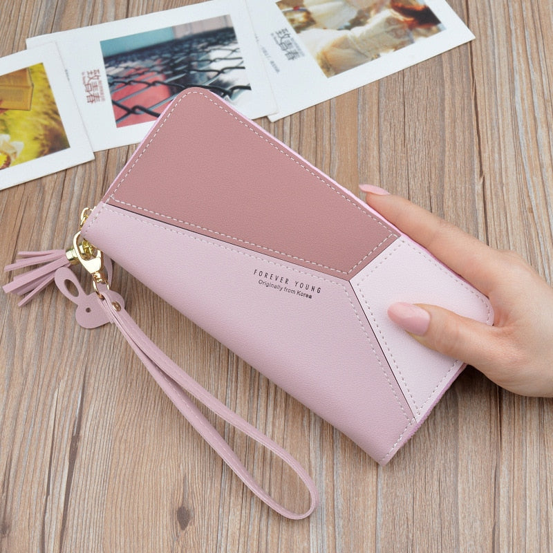 Leather Women Tassel Design Clutch Wallet