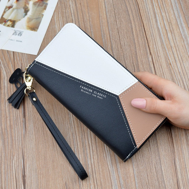 Leather Women Tassel Design Clutch Wallet