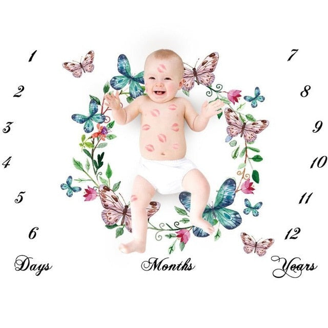 Monthly Growth Milestone Baby Blanket Photography