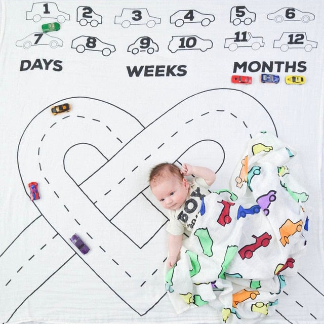 Monthly Growth Milestone Baby Blanket Photography