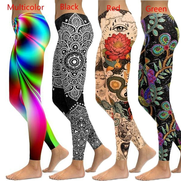 Women Plus Size Workout Printed Leggings