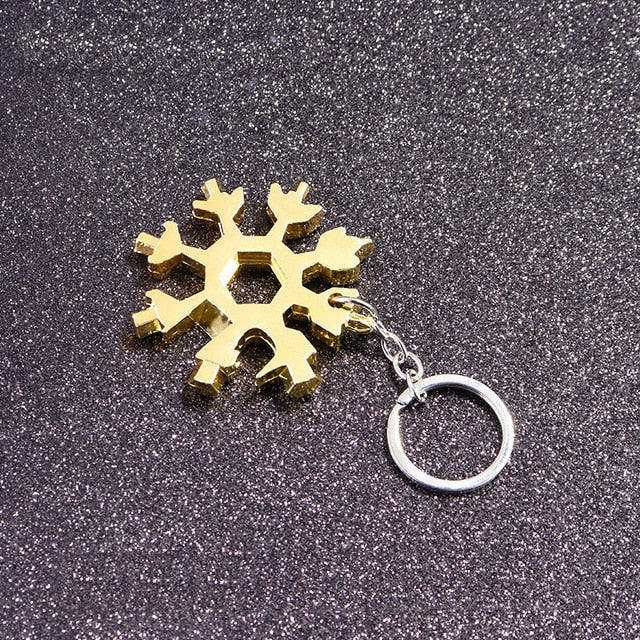 18 In 1 Snowflake Multi Pocket Tool Keychain Spanner Hex Wrench Multifunction Screwdriver Multipurpose Camp Survive Outdoor Hike