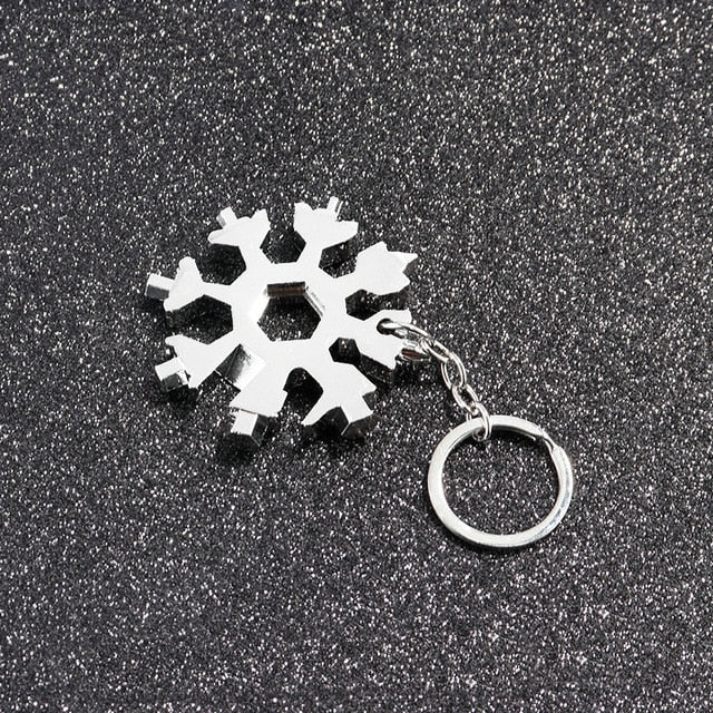 18 In 1 Snowflake Multi Pocket Tool Keychain Spanner Hex Wrench Multifunction Screwdriver Multipurpose Camp Survive Outdoor Hike