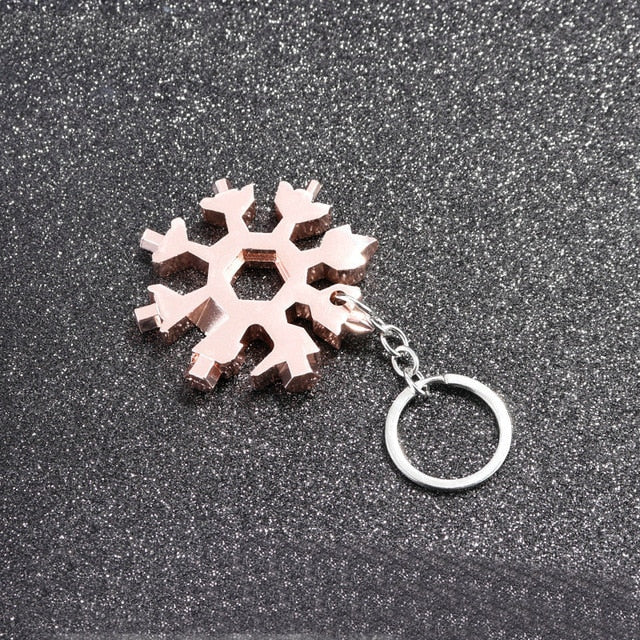 18 In 1 Snowflake Multi Pocket Tool Keychain Spanner Hex Wrench Multifunction Screwdriver Multipurpose Camp Survive Outdoor Hike
