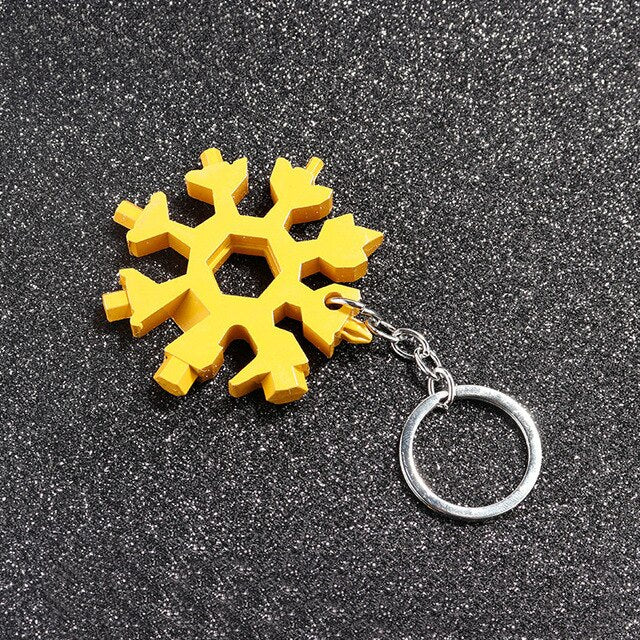 18 In 1 Snowflake Multi Pocket Tool Keychain Spanner Hex Wrench Multifunction Screwdriver Multipurpose Camp Survive Outdoor Hike
