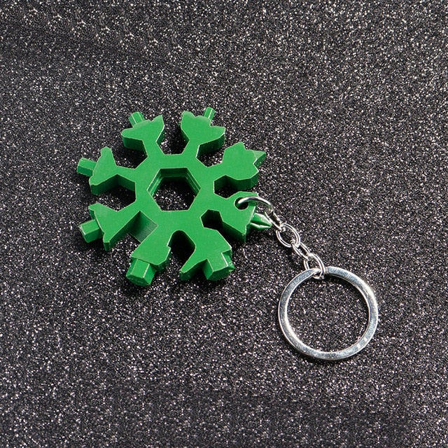 18 In 1 Snowflake Multi Pocket Tool Keychain Spanner Hex Wrench Multifunction Screwdriver Multipurpose Camp Survive Outdoor Hike