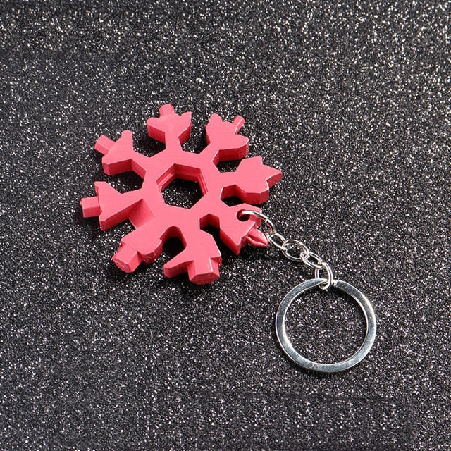 18 In 1 Snowflake Multi Pocket Tool Keychain Spanner Hex Wrench Multifunction Screwdriver Multipurpose Camp Survive Outdoor Hike