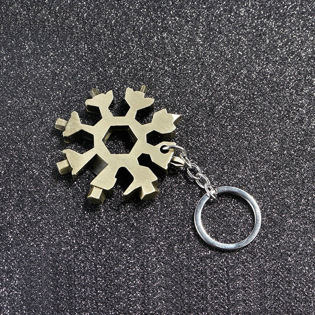 18 In 1 Snowflake Multi Pocket Tool Keychain Spanner Hex Wrench Multifunction Screwdriver Multipurpose Camp Survive Outdoor Hike