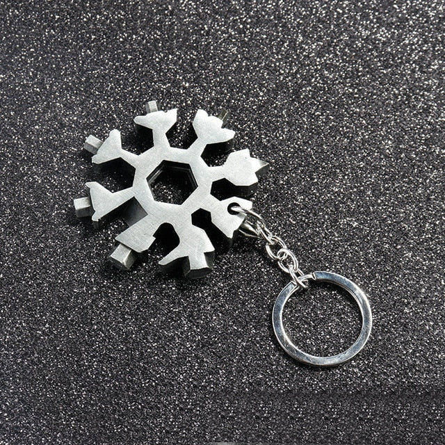 18 In 1 Snowflake Multi Pocket Tool Keychain Spanner Hex Wrench Multifunction Screwdriver Multipurpose Camp Survive Outdoor Hike