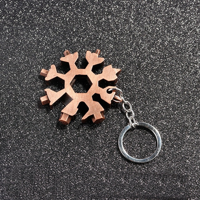 18 In 1 Snowflake Multi Pocket Tool Keychain Spanner Hex Wrench Multifunction Screwdriver Multipurpose Camp Survive Outdoor Hike