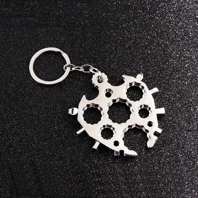 18 In 1 Snowflake Multi Pocket Tool Keychain Spanner Hex Wrench Multifunction Screwdriver Multipurpose Camp Survive Outdoor Hike