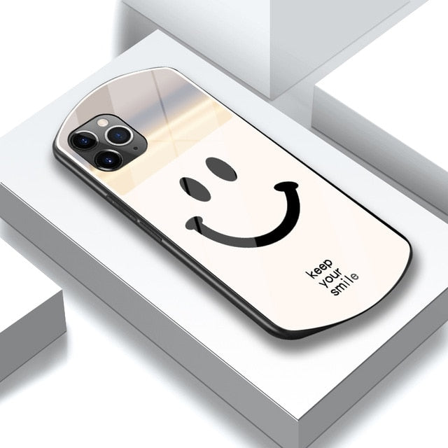 Oval Heart-shaped Tempered Glass & Makeup Mirror Phone Case For iPhone 12 11 Pro Max X