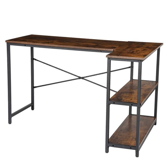 120x80x72cm L-Shaped Desk Corner Computer Desk with Shelves and CPU Stand Home Gaming Desk Office Writing Workstation PC Table